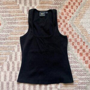Anthropologie Maeve Square Neck Black Ribbed Tank- Size Medium